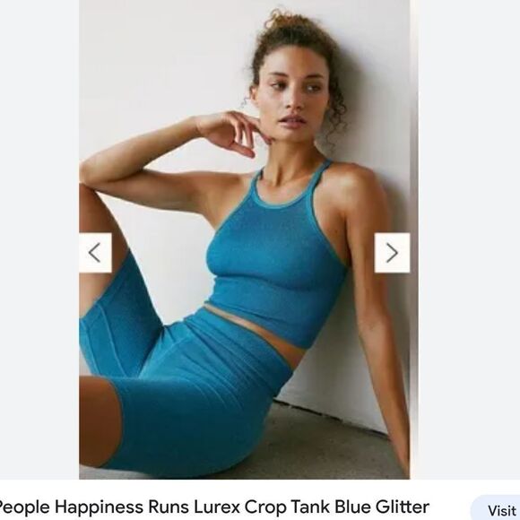 Free People Set - Happiness Runs Lurex Tank and Shorts XS/S top M/L bottoms - Picture 2 of 9